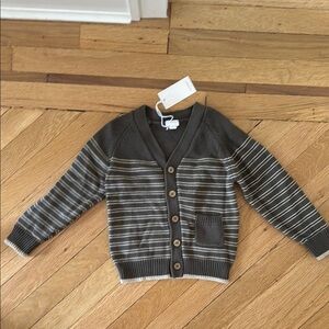 Jamie Kay Charcoal and Cream Striped Cardigan